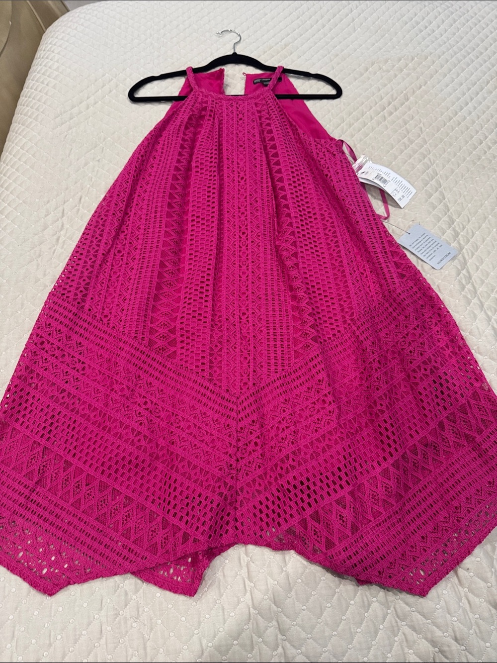 Maggy London Fuchsia Crochet Halter Dress